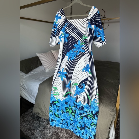 Hawaiin Togs Dresses & Skirts - Vintage Hawaiian Togs Floral Maxi Dress Womens 16 Blue Cottagecore Y2K Vacation